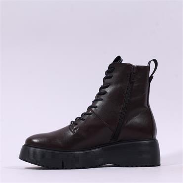Wonders Bristol Platform Lace Ankle Boot - Brown Leather